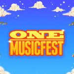 ONE MUSICFEST logo over a whimsical fantasy landscape with a yellow brick road and a city in a glass dome