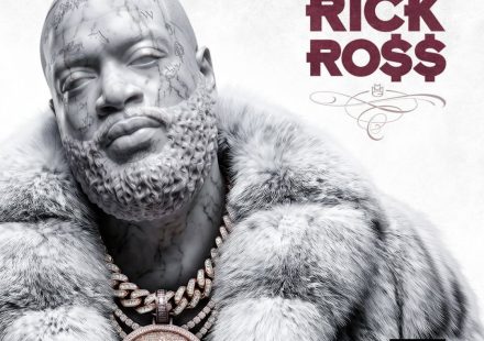 'Set In Stone' by Rick Ross album cover: marble statue of the artist wearing a fur coat and diamond chains